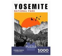 1000 Piece Jigsaw Puzzles for Adults Jigsaw Yosemite National Park Mid Century Modern Collage Poster Adult Puzzles Relax Games Enhance Memory Challenging Game Gifts 52x38cm/1000pcs