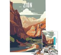 1000 Piece Jigsaw Puzzles for Adults Jigsaw Zion National Park Hands-on Game Learning Educational Toys Birthday Gifts for The Whole Family (Size 38x26cm)