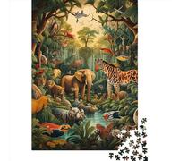 1000 Piece Jigsaw Puzzles for Adults Jungle Animals Jigsaw Puzzle Adult Wooden Puzzles Family Entertainment Toys 1000pcs (75x50cm)