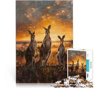 1000 Piece Jigsaw Puzzles for Adults Kangaroos Sunset Painting Familienaktivität Die Liebe zwischen Paaren stärken75x50cm