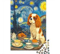 1000 Piece Jigsaw Puzzles for Adults King Charles Spaniel Puppy Jigsaw Puzzle Puppy Home Decoration Multi Colour Educational Games Fantasy & Mythology Therapeutic Fun 1000pcs (75x50cm)