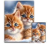 1000 Piece Jigsaw Puzzles for Adults Kitten in The Snow Jigsaw Puzzles Perfect for Family Gatherings, Birthdays, Holidays 50x75CM/19.68x29.52inch