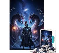 1000 Piece Jigsaw Puzzles for Adults Knight Dragons Space Fun at Home Activities, Difficult Hard DIY Toys Suitable for People Aged 14 And Above (38x52cm)