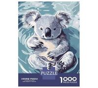 1000 Piece Jigsaw Puzzles for Adults Koala Floating in Water Illustration Puzzles for Adults Anti-Stress Toys Analysis And Logic Difficult And Challenge 38x26cm/1000pcs