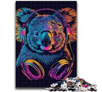 1000 Piece Jigsaw Puzzles for Adults Koala with Headphones Sunglasses 1000 Pieces for Teenagers,Educational Games Home Decoration Birthday Present, Gifts, Wall Art (50x75cm)