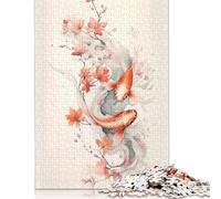 1000 Piece Jigsaw Puzzles for Adults Koi And Blossom Jigsaw Puzzles for Adults, Wooden Puzzles Educational Stress Relief Toy Puzzle 1000pcs (75x50cm)