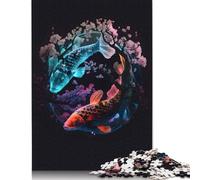 1000 Piece Jigsaw Puzzles for Adults Koi Fish Neon Paper Jigsaw Puzzles for Adults Puzzles Educational Puzzle for Family And Friends Gifts 38x26cm/1000pcs
