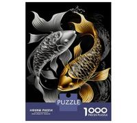 1000 Piece Jigsaw Puzzles for Adults Koi Fish Silver Gold Puzzles for Adults Relaxing Games A Work of Art Difficult And Challenge 52x38cm/1000pcs
