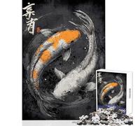 1000 Piece Jigsaw Puzzles for Adults Koi Fish Yin Yang Illustration Relaxing Games for The Whole Family Anti-Stress Toys Train Your Brain And Hands (50x75cm)