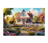 1000 Piece Jigsaw Puzzles for Adults, Landscape Puzzles for Adults, Gift for Women, Christmas, Family Wooden Puzzle Educational Games, Challenging Adult Jigsaws, Box Packaging, Cottage Pattern A-35