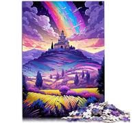 1000 Piece Jigsaw Puzzles for Adults Lavender fields Provence France Cartoon Jigsaw Puzzle 26x38cm Challenging Game and Family Play