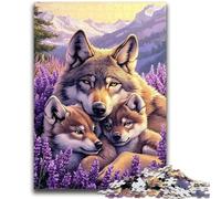 1000 Piece Jigsaw Puzzles for Adults Lavender Wolf Challenging Family Activity Games DIY Toy for Home Wall Decor Gifts 38x26cm