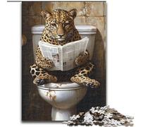 1000 Piece Jigsaw Puzzles for Adults Leopard on The Toilet Puzzle Perfect for Teenagers, Family Bonding, Brain Teaser & DIY Home Decor Gift (size 26x38cm)