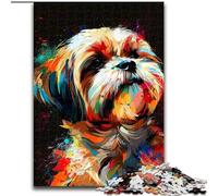 1000 Piece Jigsaw Puzzles for Adults Lhasa Apso Dog Art 1000 Pieces Puzzle Gifts Perfect for Family Fun on Birthdays, Christmas (Size 26x38cm)