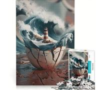 1000 Piece Jigsaw Puzzles for Adults Lighthouse in A Broken Cup Family Games Staycation Kill Time Unique Birthday And Xmas Gifts 50x75cm