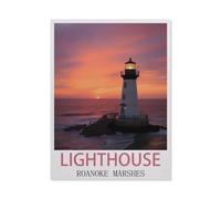 1000 Piece Jigsaw Puzzles for Adults，Lighthouse Roanoke Marshes Vintage Travel Posters，Jigsaw Puzzle Adult Paper Puzzles Family Entertainment Toys（38x26cm）-K24