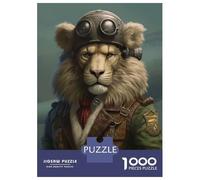 1000 Piece Jigsaw Puzzles for Adults Lion As A Pilot Jigsaws for Adults Brain Teaser Game Stress Reliever for Is Ideal As A Gift 52x38cm/1000pcs