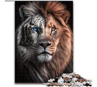 1000 Piece Jigsaw Puzzles for Adults Lion Tiger Portrait Impossible Jigsaw Puzzles for Adults size 26x38cm DIY Decoration, Brain Challenge, for Adult, Family