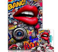1000 Piece Jigsaw Puzzles for Adults Lips Graffiti Teenager Jigsaw,Learning Educational Toys Family Games Unique Birthday And Gifts (size 75x50cm)