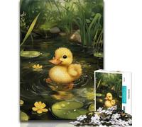 1000 Piece Jigsaw Puzzles for Adults Little Duck in Lotus Leaf,Help The Brain Exercise Addictive Toys to Cultivate Patience Artists Collection,Fine Art 75x50cm
