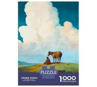 1000 Piece Jigsaw Puzzles for Adults Lone Indian With Horse Jigsaws for Adults Brain Teaser Game Stress Reliever for Is Ideal As A Gift 38x26cm/1000pcs