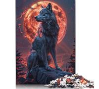 1000 Piece Jigsaw Puzzles for Adults Lone Wolf And Blood Moon Jigsaw Paper Puzzles Educational Stress Relief Toy Puzzle 1000pcs (38x26cm)