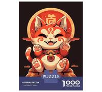 1000 Piece Jigsaw Puzzles for Adults Lucky Maneki Neko Cat Art Puzzles for Adults Relaxing Games A Work of Art Difficult And Challenge 38x26cm/1000pcs