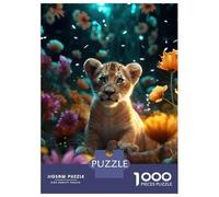 1000 Piece Jigsaw Puzzles for Adults Magical Floral Lion Cub Adult Jigsaw Puzzle Toy Wall Decor Wall Decoration Unique Gifts for Birthday And Christmas 38x26cm/1000pcs