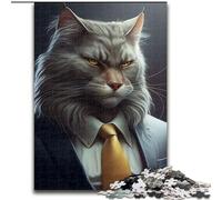 1000 Piece Jigsaw Puzzles for Adults Maine Coon Cat Suit Animal 1000 Pieces Puzzles for Adults Teenager Stress Reduction Cool Unique Gift for Family (Size 26x38cm)