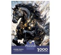 1000 Piece Jigsaw Puzzles for Adults Majestic Black Horse Adult Jigsaw Hands-on Game Analysis And Logic Parent-child Interaction 38x26cm/1000pcs