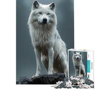 1000 Piece Jigsaw Puzzles for Adults Majestic White Wolf Portrait Fun at Home Activities, Difficult Hard DIY Toys Suitable for People Aged 14 And Above (38x26cm)