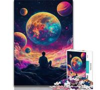 1000 Piece Jigsaw Puzzles for Adults Man Sitting on The Moon Adult Puzzles,Stress Reliever Staycation Kill Time Home Decoration Toys 75x50cm