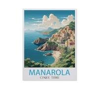 1000 Piece Jigsaw Puzzles for Adults，Manarola Cinque Terre Vintage Travel Poster，Classic Puzzle Difficult Puzzle Fun Creative DIY Toys Gifts for Girls and Boys, Family Games（38x52CM）-AP7