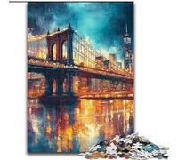 1000 Piece Jigsaw Puzzles for Adults Manhattan Bridge Jigsaw Creative Family Game & Home Decor, for Teenagers (size 26x38cm)