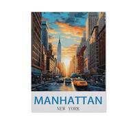 1000 Piece Jigsaw Puzzles for Adults，Manhattan New York，Classic Puzzle Difficult Puzzle Fun Creative DIY Toys Gifts for Girls and Boys, Family Games（26x38cm）-EB27
