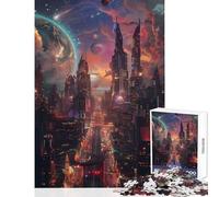 1000 Piece Jigsaw Puzzles for Adults Mars City Night Astronaut Cozy Fun Family Time at Home Great Christmas Surprise Gifts Choice (50x75cm)