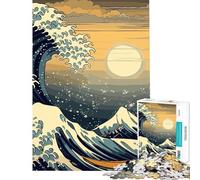 1000 Piece Jigsaw Puzzles for Adults Massive Waves Japanese Puzzles for Adults Relaxing Games But Fun And Humorous Birthday And Unique Gifts (Size 38x26cm)