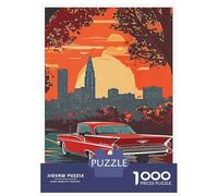 1000 Piece Jigsaw Puzzles for Adults Memphis Cityscape with Classic Car Puzzles for Adults Anti-Stress Toys Analysis And Logic Difficult And Challenge 70x50cm/1000pcs
