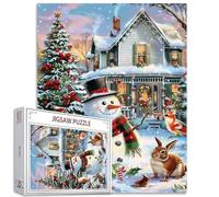 1000 Piece Jigsaw Puzzles for Adults Merry Christmas Christmas Tree Snowmen Squirrels Santa Claus Red Birds Stack Puzzle Handwork Present Home Decor Gifts Family Puzzle Perfect for Game Nights