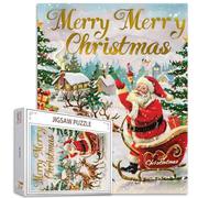 1000 Piece Jigsaw Puzzles for Adults Merry Christmas Tree Little Bell Red Box Snowmen Santa Claus Hat Puzzle Handwork Present Home Decor Gifts Family Puzzle Perfect for Game Nights
