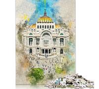 1000 Piece Jigsaw Puzzles for Adults & Mexico City Watercolor Square Jigsaw Paper Puzzles Educational Game for Adult 1000pcs (38x26cm)