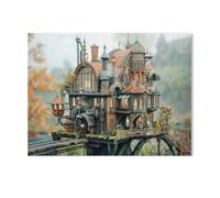 1000 Piece Jigsaw Puzzles for Adults，Miniature world: Fascinating tiny houses in Steampunk style，Difficult Puzzle Fun Creative DIY Toys Gifts for Girls And Boys, Family Games（50x70cm）-AG43