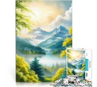 1000 Piece Jigsaw Puzzles for Adults Misty Mountain Lake Intellektuelles Spiel Tolle Geschenke und Spielzeuge75x50cm