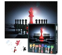 1000 Piece Jigsaw Puzzles for Adults Modern Black and Red Chess Art King and Knight Strategy Game Tactical Home Decor Wall Art Puzzle Challenge 27.5x19.7 Inch