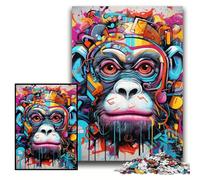 1000 Piece Jigsaw Puzzles for Adults Monkey Graffiti cardboard Puzzles Size 26x38cm for Family And Friends, Suitable for Ages 14+