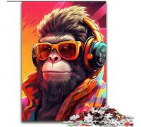 1000 Piece Jigsaw Puzzles for Adults Monkey Headphones Jigsaws 1000 Pieces for Adults for Teenagers Age Group 14+, Home Decor (Size 26x38cm)