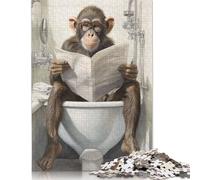 1000 Piece Jigsaw Puzzles for Adults Monkey on Toilet Wooden Jigsaw Puzzle Family Entertainment Toys 1000pcs (75x50cm)
