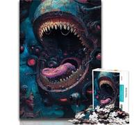 1000 Piece Jigsaw Puzzles for Adults Monster's Mouth Adult Puzzles,Stress Reliever Staycation Kill Time Home Decoration Toys 26x38cm