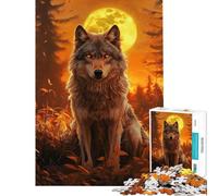 1000 Piece Jigsaw Puzzles for Adults Moonlit Wolf's Gaze Family Games for Educational Game Challenge Toy Secret Santa Gifts Enhance Memory (size 38x52cm)