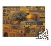 1000 Piece Jigsaw Puzzles for Adults Mosaic-collage of Jerusalem Jigsaw Puzzle Dome of The Rock Al-Aqsa Mosque Wood Puzzle Beautiful Decoration Challenging Therapeutic Fun Fantasy & Mythology 1000pcs